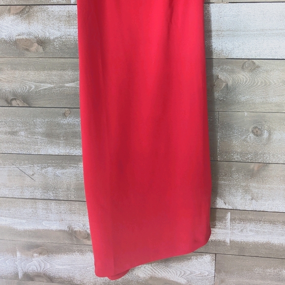 Red Fitted Asymmetric Keyhole Back Dress Small - Picture 3 of 7